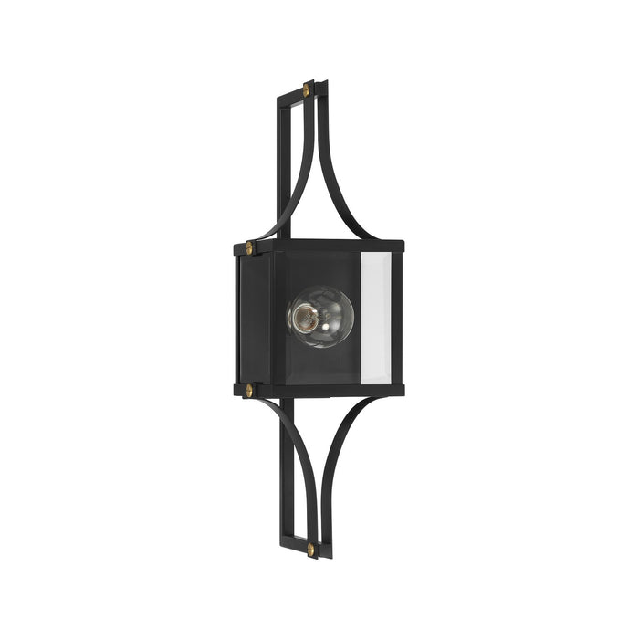 Savoy House 5-474-144 One Light Outdoor Wall Lantern, Matte Black and Weathered Brushed Brass