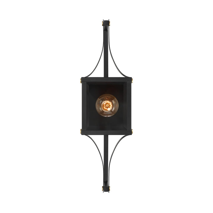 Savoy House 5-474-144 One Light Outdoor Wall Lantern, Matte Black and Weathered Brushed Brass