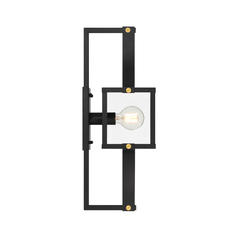 Savoy House 5-474-144 One Light Outdoor Wall Lantern, Matte Black and Weathered Brushed Brass