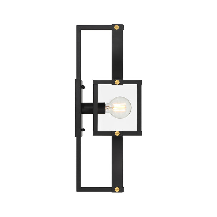 Savoy House 5-474-144 One Light Outdoor Wall Lantern, Matte Black and Weathered Brushed Brass