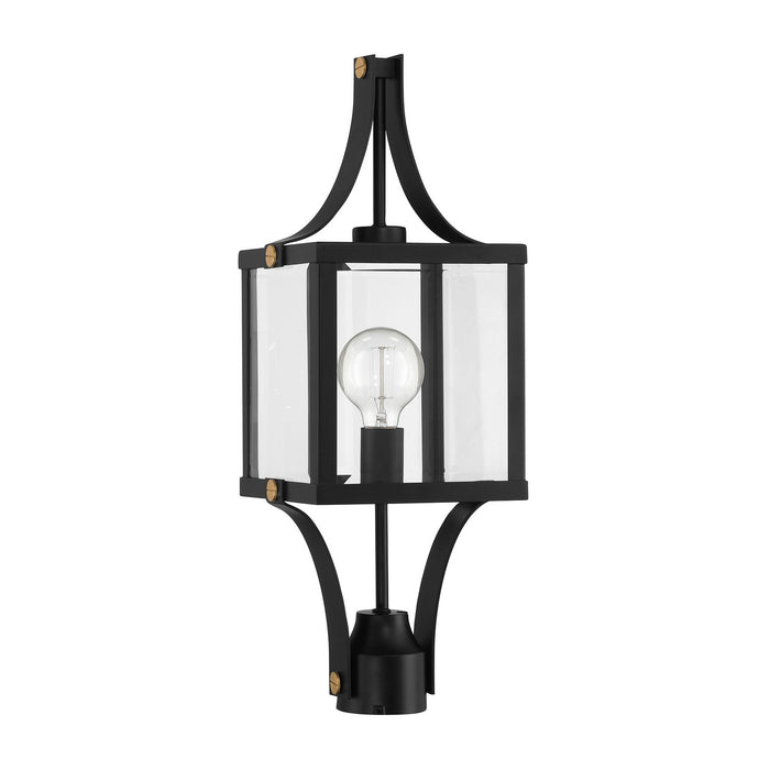 Savoy House 5-476-144 One Light Outdoor Post Lantern, Matte Black and Weathered Brushed Brass