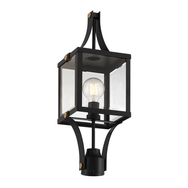 Savoy House 5-476-144 One Light Outdoor Post Lantern, Matte Black and Weathered Brushed Brass