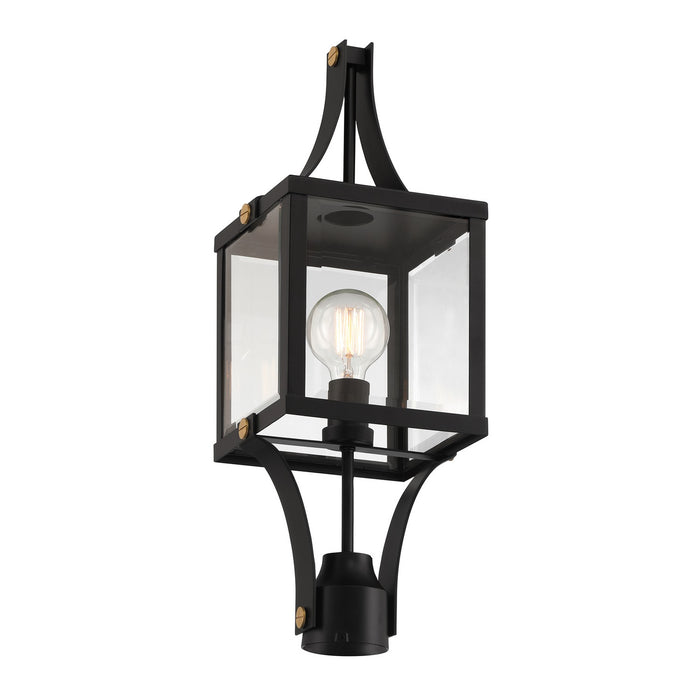 Savoy House 5-476-144 One Light Outdoor Post Lantern, Matte Black and Weathered Brushed Brass