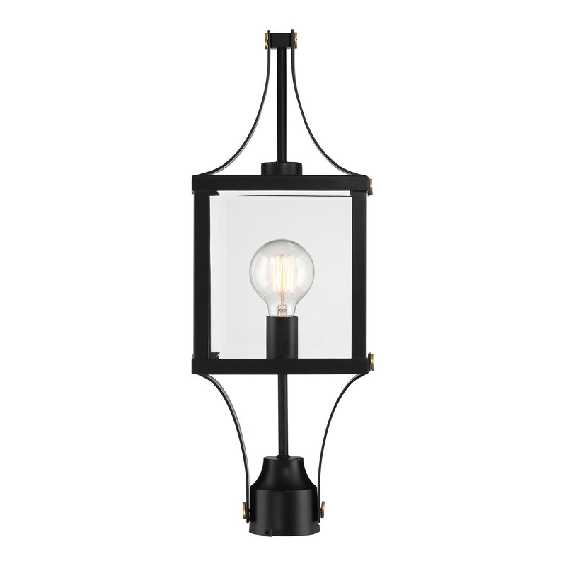 Savoy House 5-476-144 One Light Outdoor Post Lantern, Matte Black and Weathered Brushed Brass