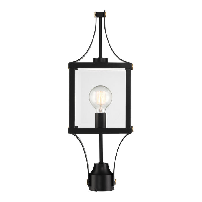 Savoy House 5-476-144 One Light Outdoor Post Lantern, Matte Black and Weathered Brushed Brass
