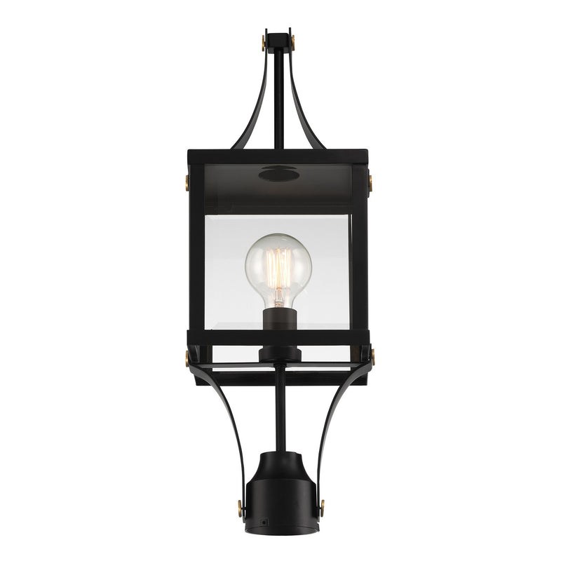 Savoy House 5-476-144 One Light Outdoor Post Lantern, Matte Black and Weathered Brushed Brass