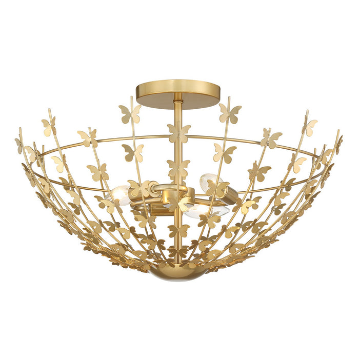 Savoy House 6-4198-3-171 Three Light Semi-Flush Mount, Burnished Brass