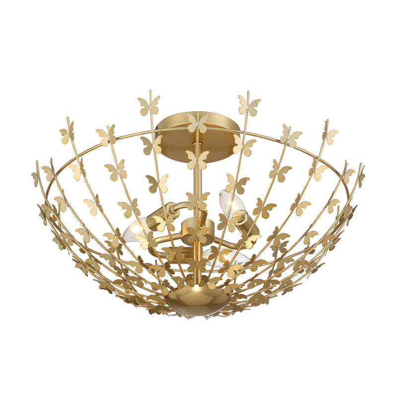 Savoy House 6-4198-3-171 Three Light Semi-Flush Mount, Burnished Brass