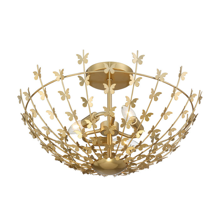 Savoy House 6-4198-3-171 Three Light Semi-Flush Mount, Burnished Brass