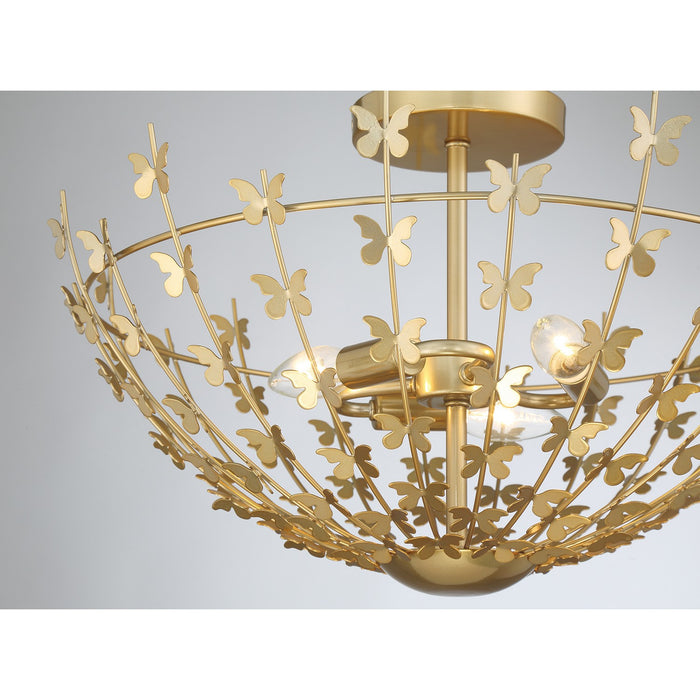 Savoy House 6-4198-3-171 Three Light Semi-Flush Mount, Burnished Brass