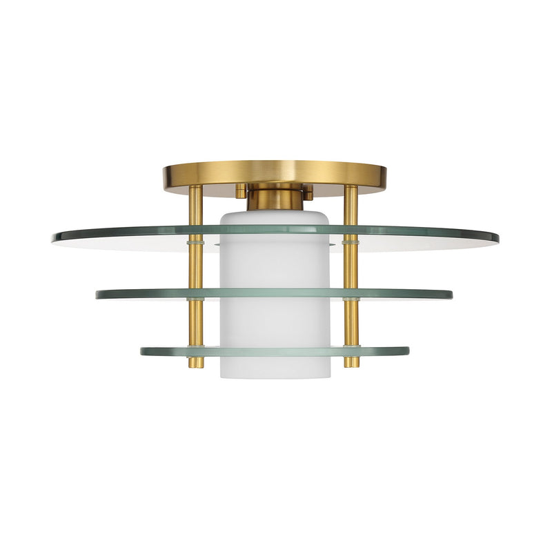 Savoy House 6-8602-1-322 One Light Semi-Flush Mount, Warm Brass