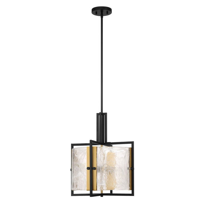 Savoy House 7-1699-3-143 Three Light Pendant, Matte Black with Warm Brass