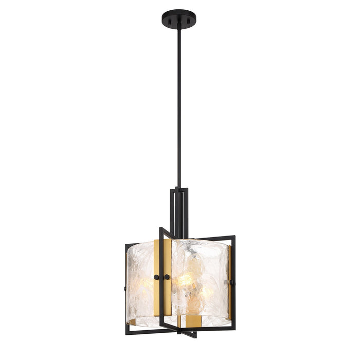 Savoy House 7-1699-3-143 Three Light Pendant, Matte Black with Warm Brass