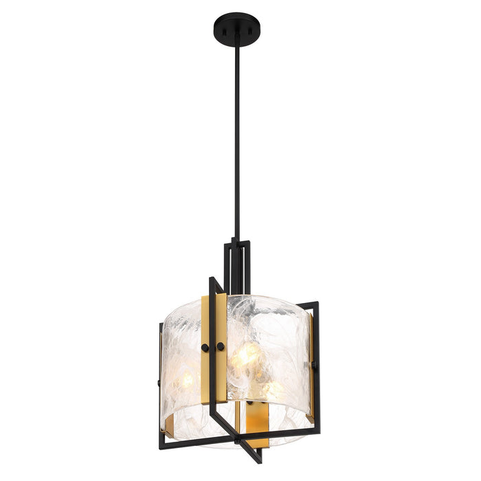 Savoy House 7-1699-3-143 Three Light Pendant, Matte Black with Warm Brass