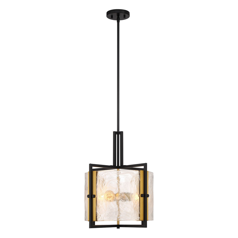 Savoy House 7-1699-3-143 Three Light Pendant, Matte Black with Warm Brass