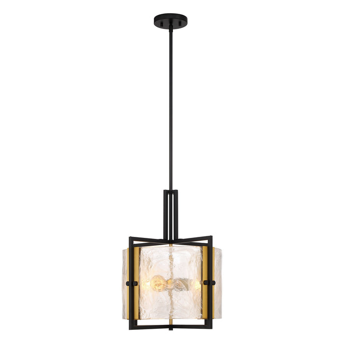 Savoy House 7-1699-3-143 Three Light Pendant, Matte Black with Warm Brass