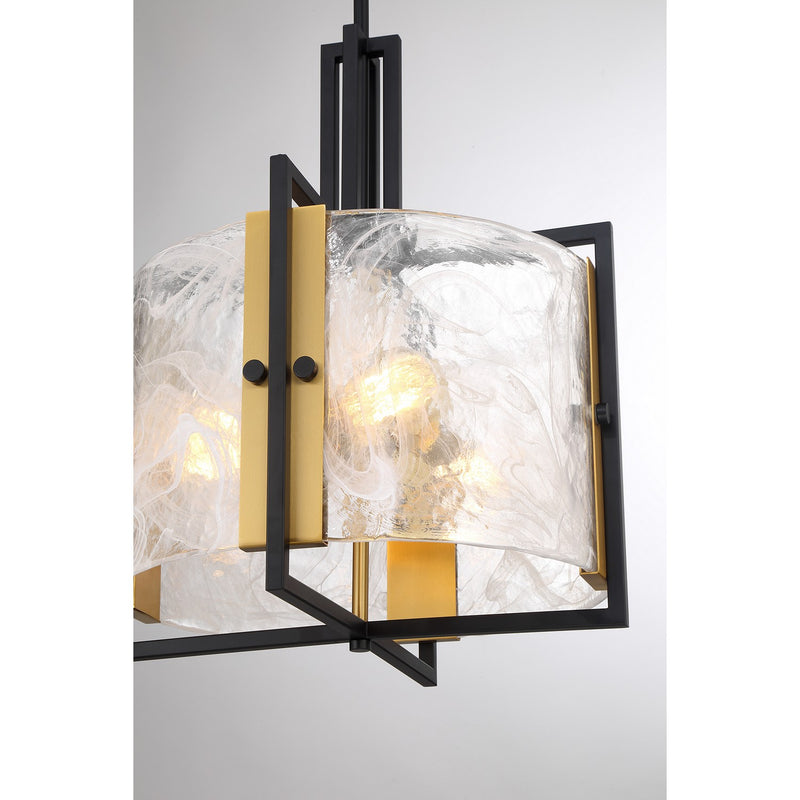 Savoy House 7-1699-3-143 Three Light Pendant, Matte Black with Warm Brass