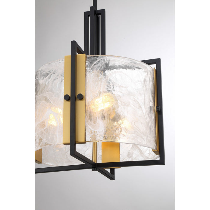 Savoy House 7-1699-3-143 Three Light Pendant, Matte Black with Warm Brass