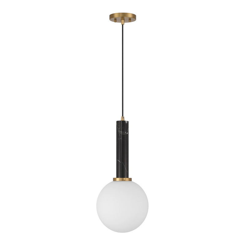 Savoy House 7-2902-1-263 One Light Pendant, Black Marble with Warm Brass