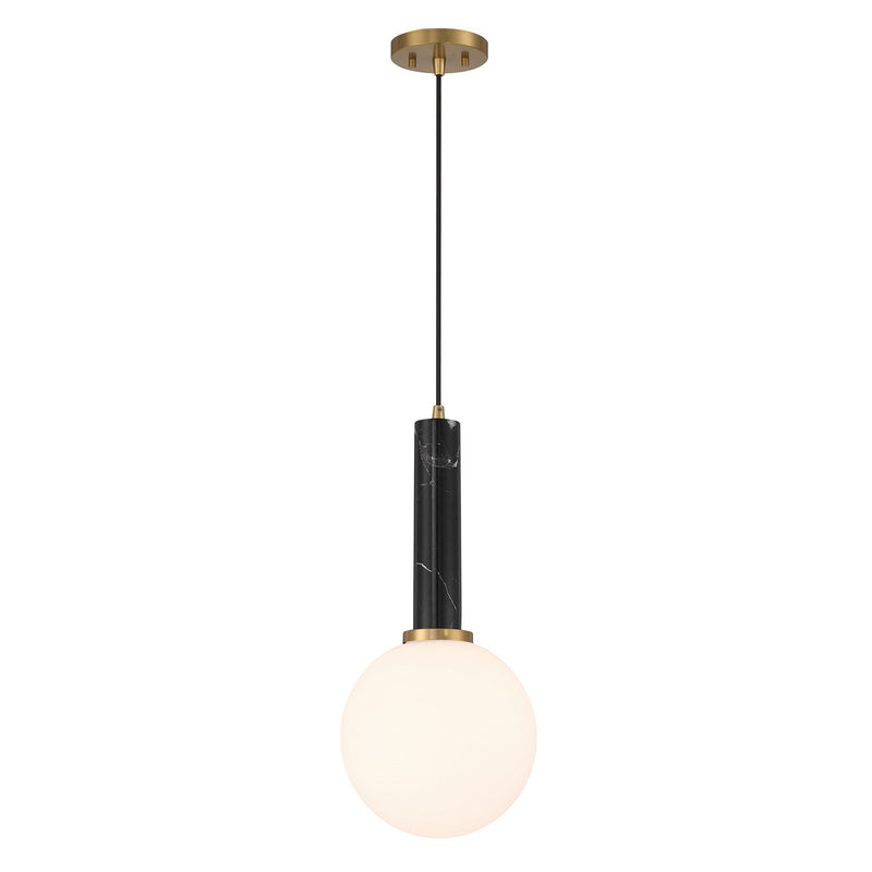 Savoy House 7-2902-1-263 One Light Pendant, Black Marble with Warm Brass