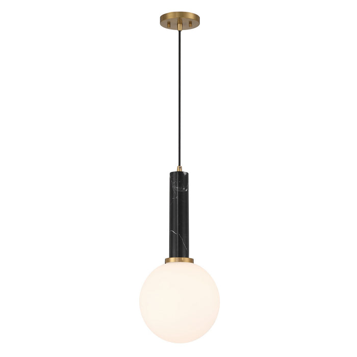 Savoy House 7-2902-1-263 One Light Pendant, Black Marble with Warm Brass