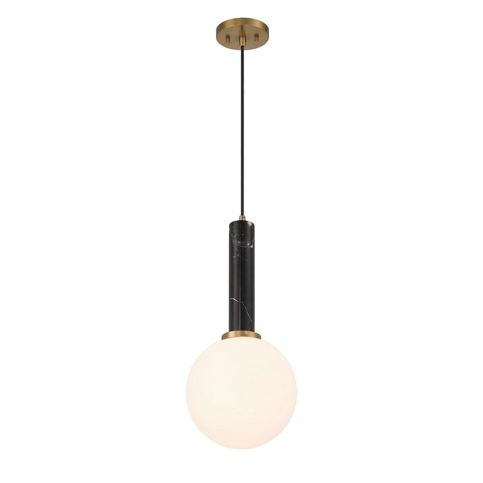Savoy House 7-2902-1-263 One Light Pendant, Black Marble with Warm Brass