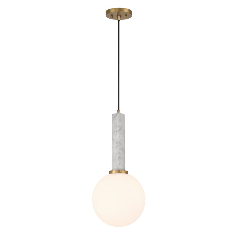 Savoy House 7-2902-1-264 One Light Pendant, White Marble with Warm Brass