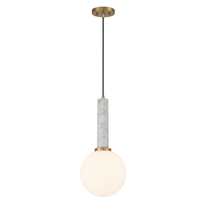 Savoy House 7-2902-1-264 One Light Pendant, White Marble with Warm Brass