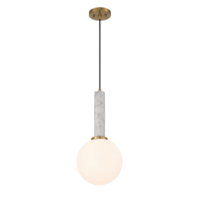 Savoy House 7-2902-1-264 One Light Pendant, White Marble with Warm Brass