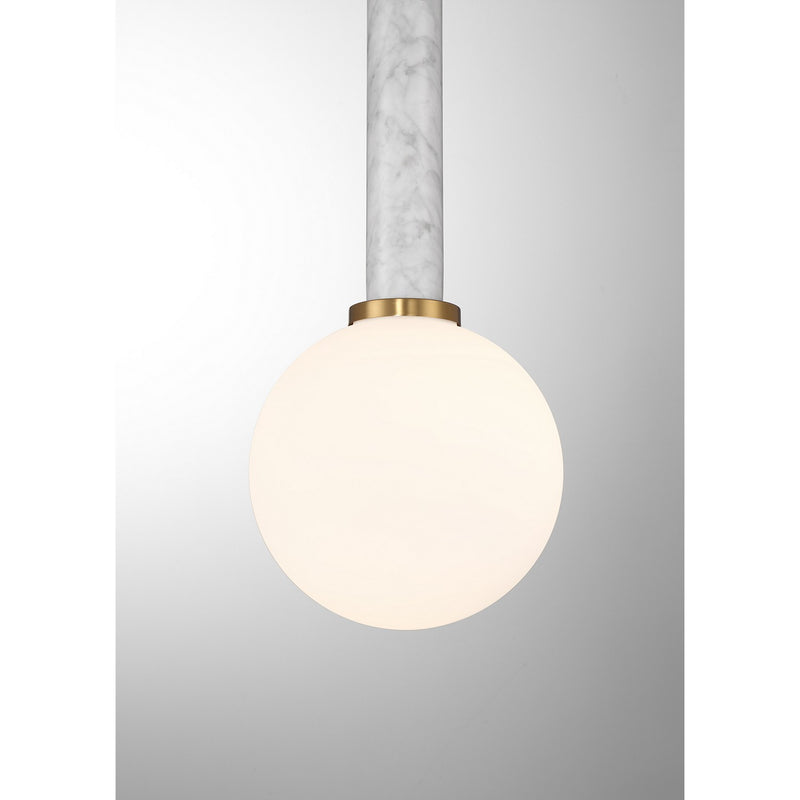 Savoy House 7-2902-1-264 One Light Pendant, White Marble with Warm Brass