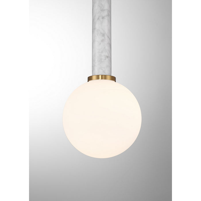 Savoy House 7-2902-1-264 One Light Pendant, White Marble with Warm Brass