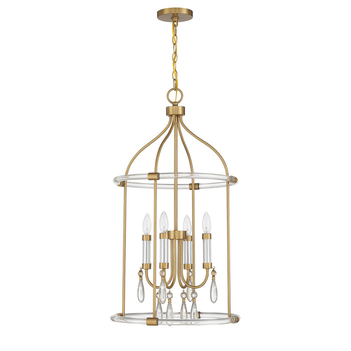Savoy House 7-7714-4-195 Four Light Pendant, Warm Brass and Chrome