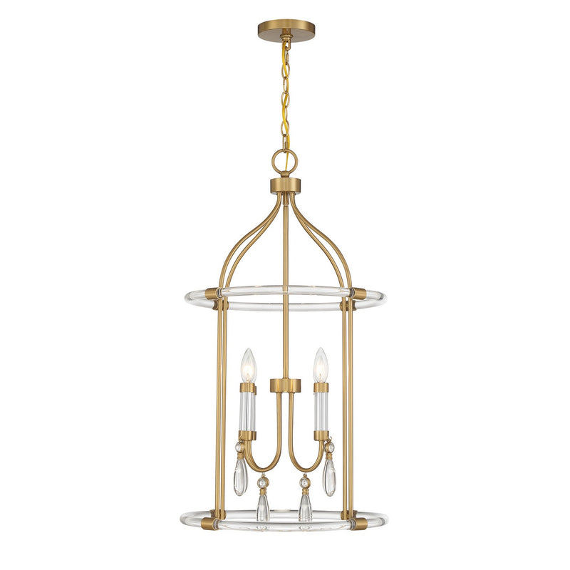 Savoy House 7-7714-4-195 Four Light Pendant, Warm Brass and Chrome