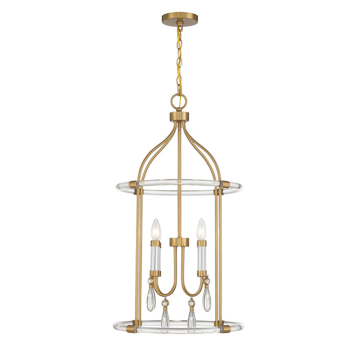 Savoy House 7-7714-4-195 Four Light Pendant, Warm Brass and Chrome