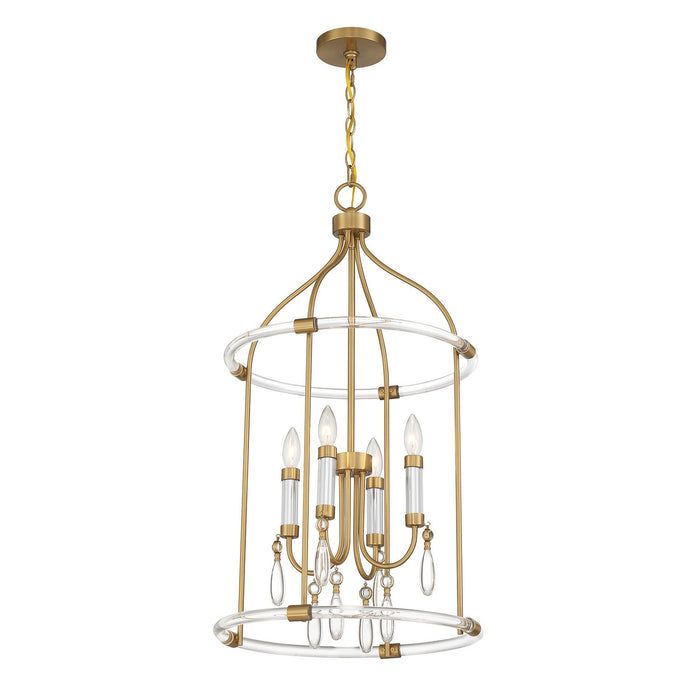 Savoy House 7-7714-4-195 Four Light Pendant, Warm Brass and Chrome