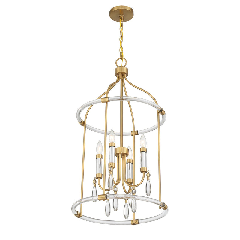 Savoy House 7-7714-4-195 Four Light Pendant, Warm Brass and Chrome