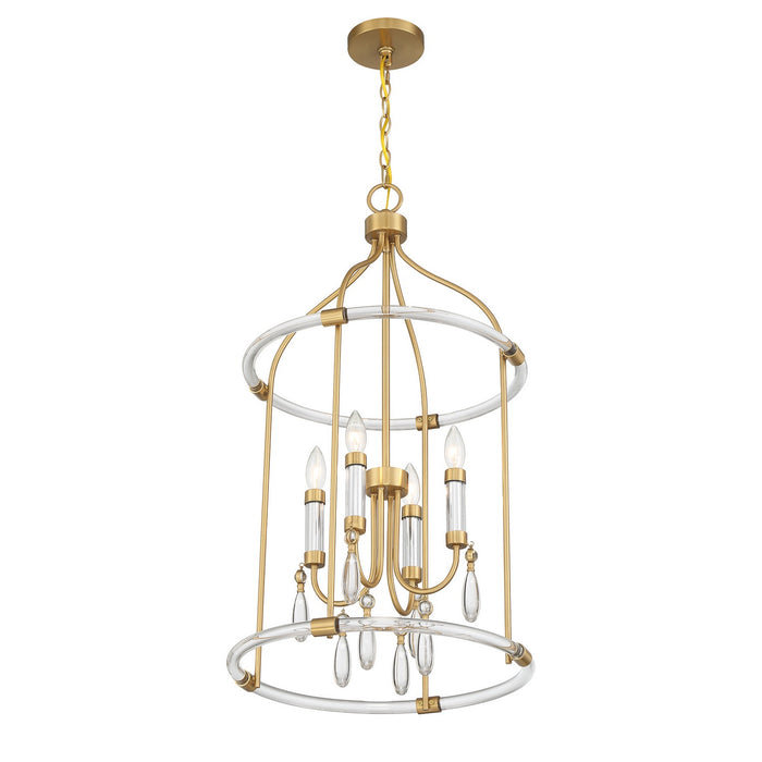 Savoy House 7-7714-4-195 Four Light Pendant, Warm Brass and Chrome