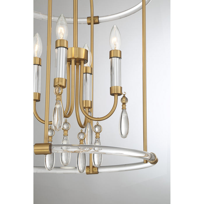 Savoy House 7-7714-4-195 Four Light Pendant, Warm Brass and Chrome