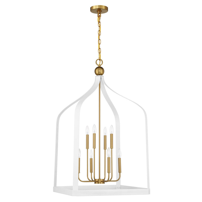 Savoy House 7-7800-8-142 Eight Light Pendant, White with Warm Brass