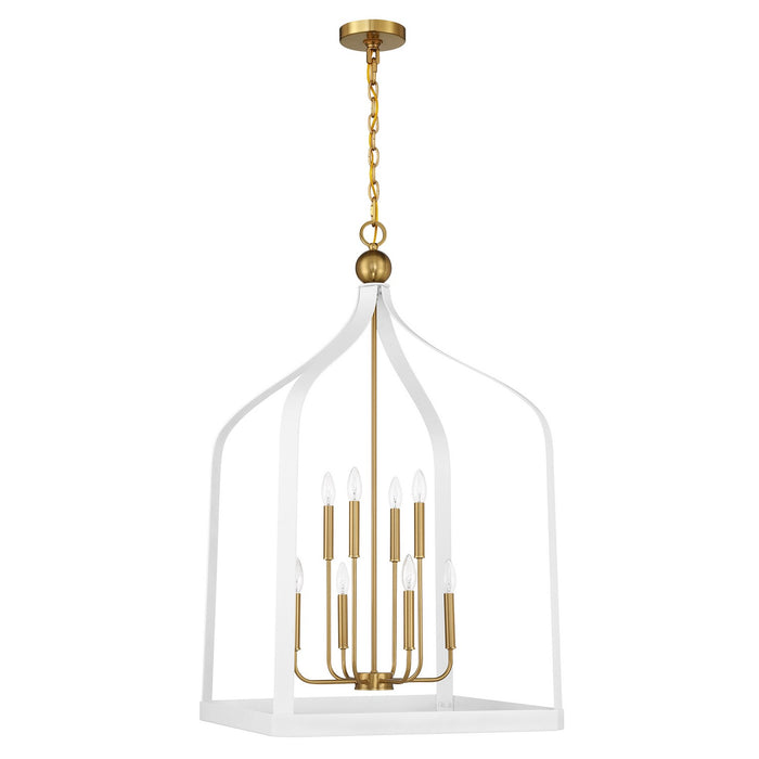 Savoy House 7-7800-8-142 Eight Light Pendant, White with Warm Brass