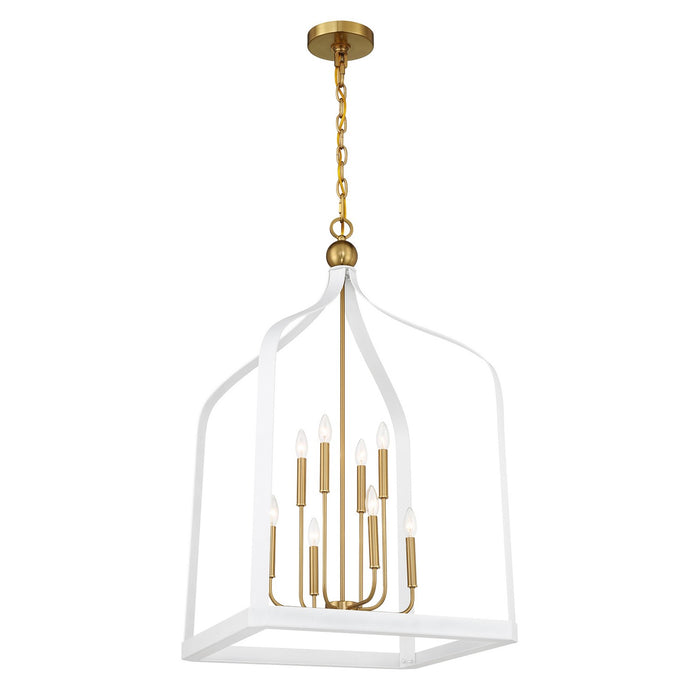 Savoy House 7-7800-8-142 Eight Light Pendant, White with Warm Brass