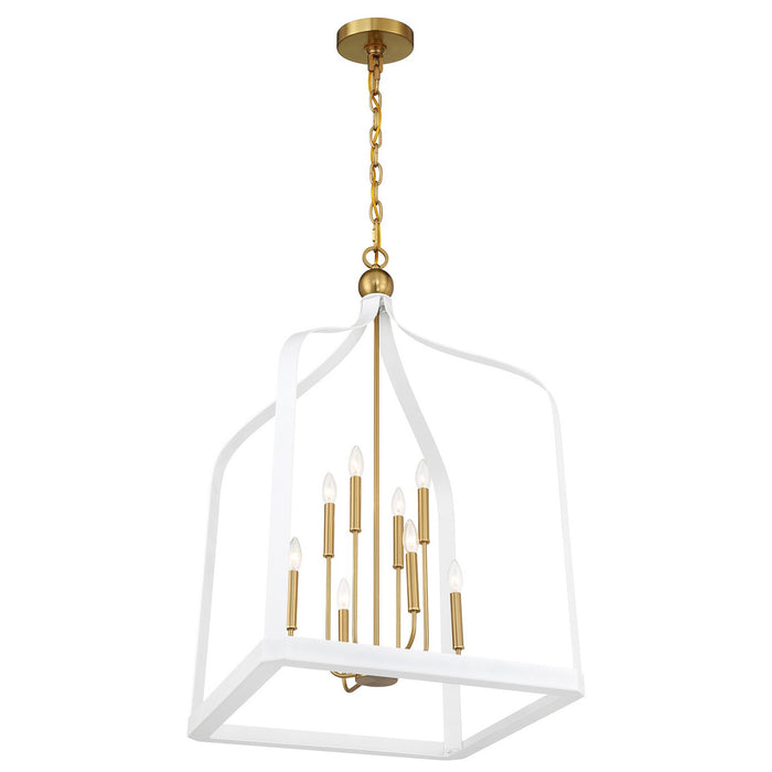 Savoy House 7-7800-8-142 Eight Light Pendant, White with Warm Brass