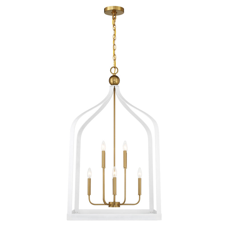 Savoy House 7-7800-8-142 Eight Light Pendant, White with Warm Brass