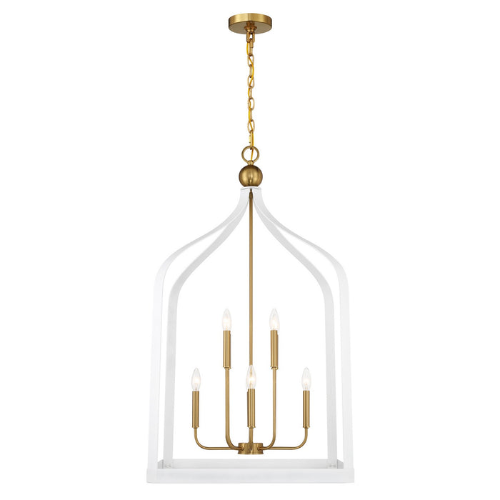 Savoy House 7-7800-8-142 Eight Light Pendant, White with Warm Brass
