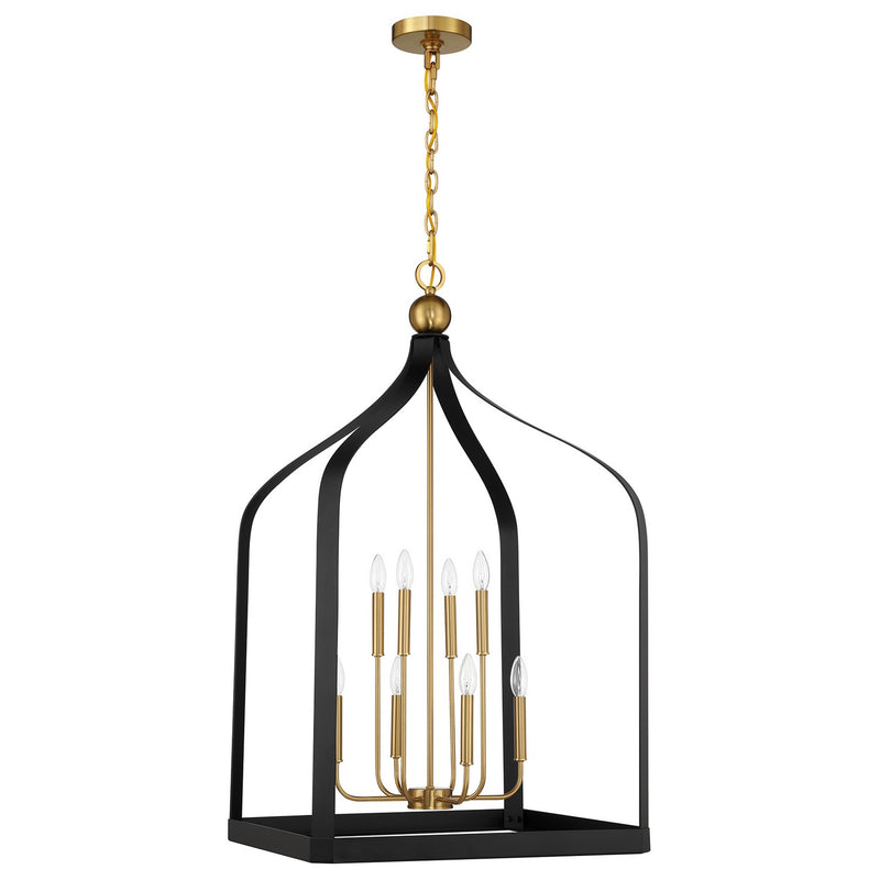 Savoy House 7-7800-8-143 Eight Light Pendant, Matte Black with Warm Brass