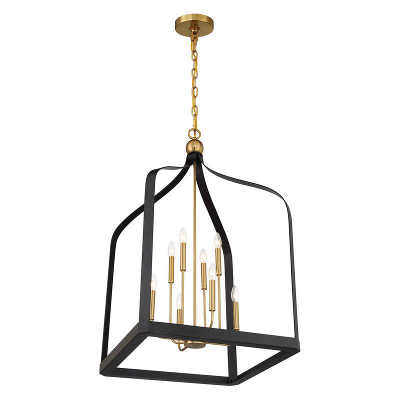 Savoy House 7-7800-8-143 Eight Light Pendant, Matte Black with Warm Brass