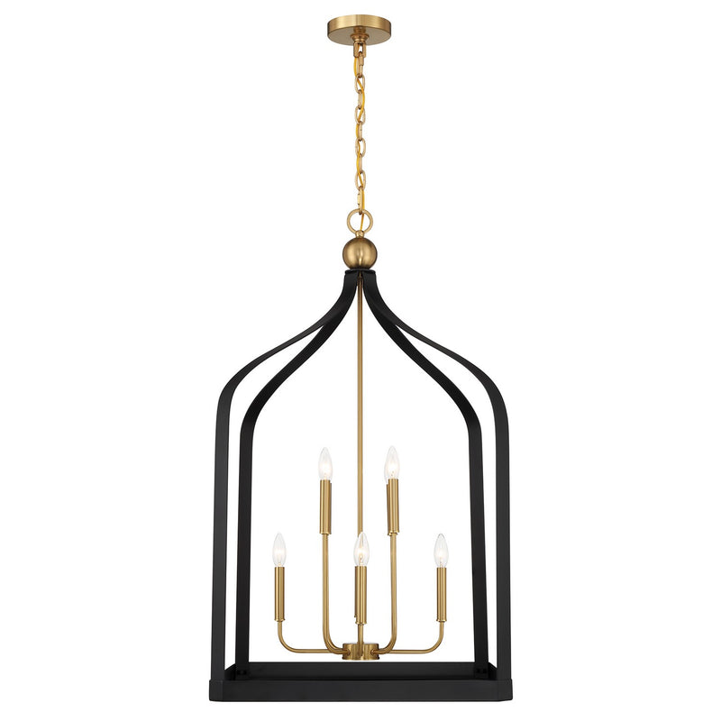 Savoy House 7-7800-8-143 Eight Light Pendant, Matte Black with Warm Brass