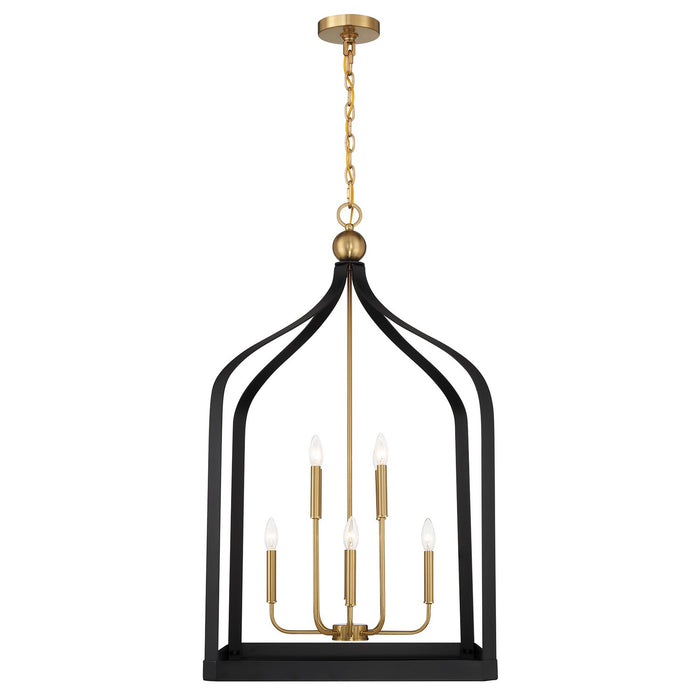 Savoy House 7-7800-8-143 Eight Light Pendant, Matte Black with Warm Brass