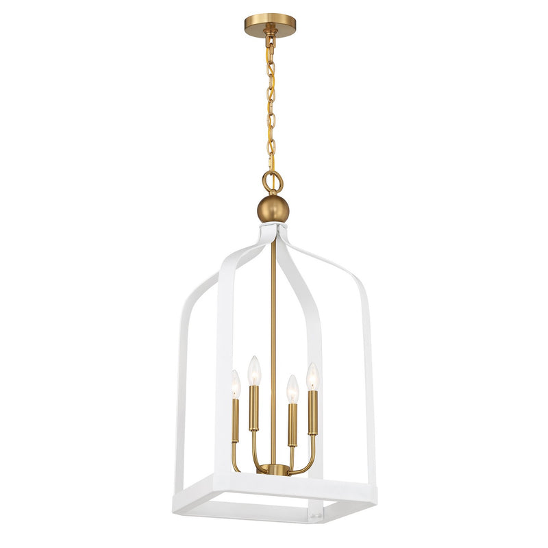 Savoy House 7-7802-4-142 Four Light Pendant, White with Warm Brass