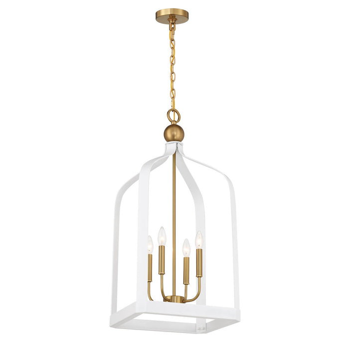 Savoy House 7-7802-4-142 Four Light Pendant, White with Warm Brass